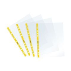 Favorit Buste Perforate, Lucide, Alto Spessore, 22 x 30 cm, 25 Pezzi, Trasparenti con Banda  Giallo