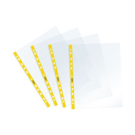 Favorit Buste Perforate, Lucide, Alto Spessore, 22 x 30 cm, 25 Pezzi, Trasparenti con Banda  Giallo