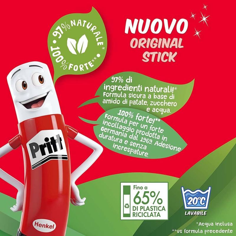 Pritt Colla Stick Originale 22 g, Confezione 12 Pezzi, Adesivo per Carta e Cartoncino Senza Solventi e PVC, Formula con 90% di Materiale Naturale, Lavabile dai Tessuti a 20 °C, Applicazione e Tempo di Asciugatura che Consente il Riposizionamento - 2