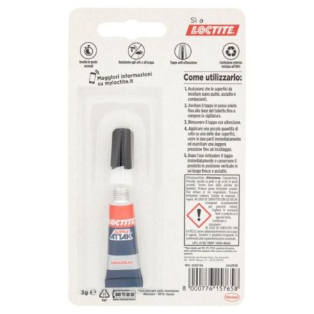 Loctite Super Glue-3 Colla Trasparente Istantanea Originale 3gr - Tappo Anti-intasamento