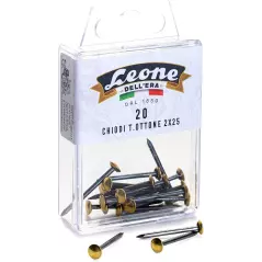 20 Chiodi Testa Ottone Leone Dell'Era - Scatola appendibile - Made in Italy