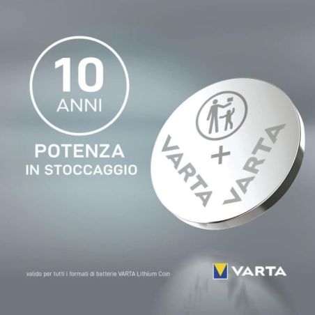 Batteria VARTA CR2025,  2 pile in Litio a Bottone, Piatta, Specialistica, 3 Volts, Diametro 20mm, Altezza 1,6mm