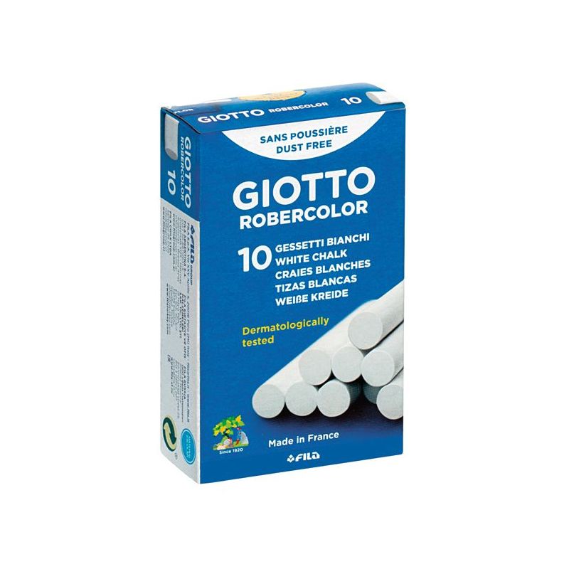 Giotto Robercolor Confezione da 10 Gessetti Rotondi Bianchi - Dermatologicamente Testati - Compatti e Resistenti