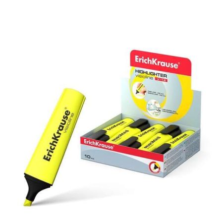 Evidenziatore fluorescente Erichkrause Visioline V-12 - Punta smussata - Inchiostro a base d'acqua - Colore giallo