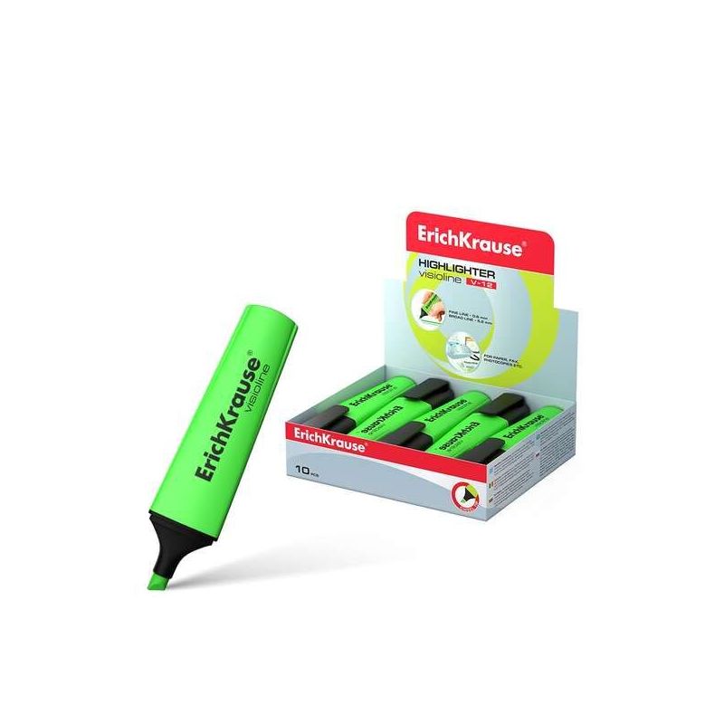 Evidenziatore fluorescente Erichkrause Visioline V-12 - Punta smussata - Inchiostro a base d'acqua - Colore verde