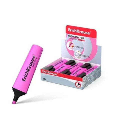 Evidenziatore fluorescente Erichkrause Visioline V-12 - Punta smussata - Inchiostro a base d'acqua - Colore rosa