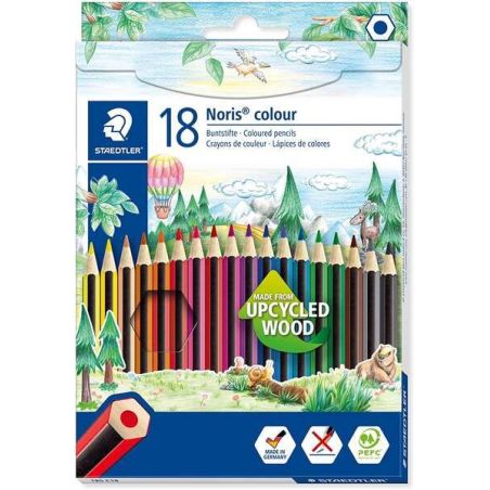 Staedtler Noris Color 185 Confezione da 18 matite colorate esagonali - Resistenza alla rottura - Colori assortiti