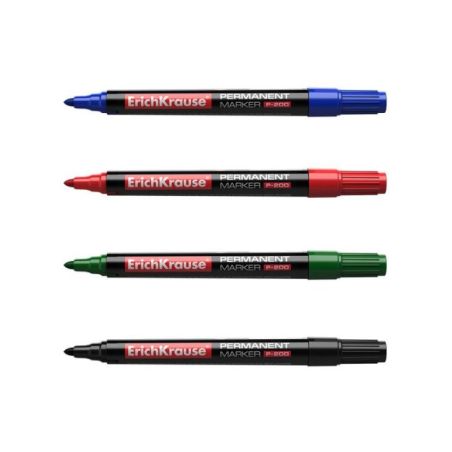 Confezione 4 pennarelli permanenti P-200 - Punta a proiettile Larghezza di scrittura 0,8 a 2,2 mm Nero blu verde rosso