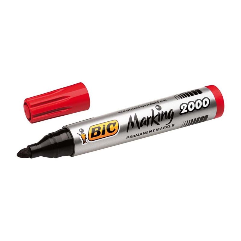 BIC Marking 2000 Pennarelli Indelebili Colore Rosso Punta Tonda (1.7 mm) Confezione da 12 Marcatori