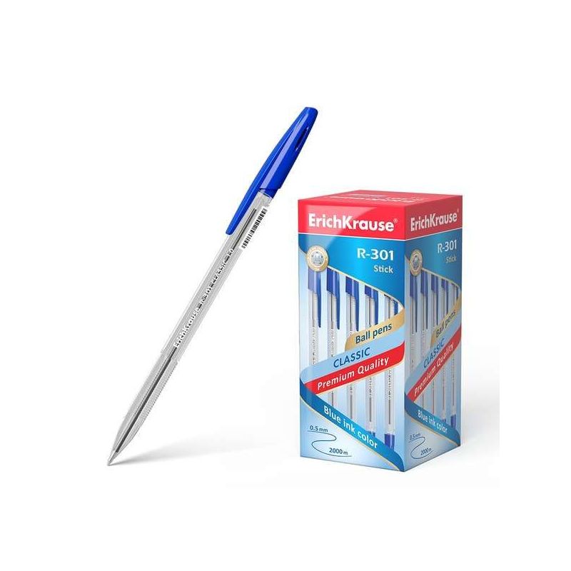 50 Penne a sfera Erichkrause R-301 Classic Stick 1.0  Punta da 1,0 mm - asciugatura rapida -  Blu