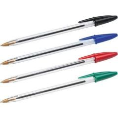 Confezione Originale Bic Cristal da 4 Penne a Sfera - Punta Roller da 1,0 mm - Corsa 0,4 mm - Colori Assortiti