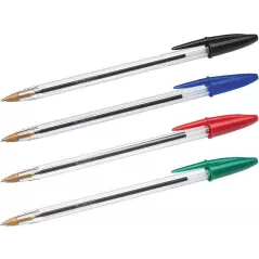 Confezione Originale Bic Cristal da 4 Penne a Sfera - Punta Roller da 1,0 mm - Corsa 0,4 mm - Colori Assortiti