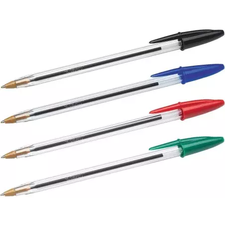 Confezione Originale Bic Cristal da 4 Penne a Sfera - Punta Roller da 1,0 mm - Corsa 0,4 mm - Colori Assortiti