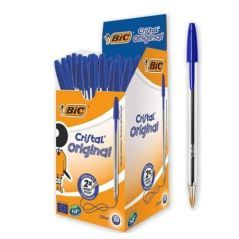 BIC Penne Blu a Sfera, Cristal Original, Punta Media, 1 mm, Confezione da 50 Penne