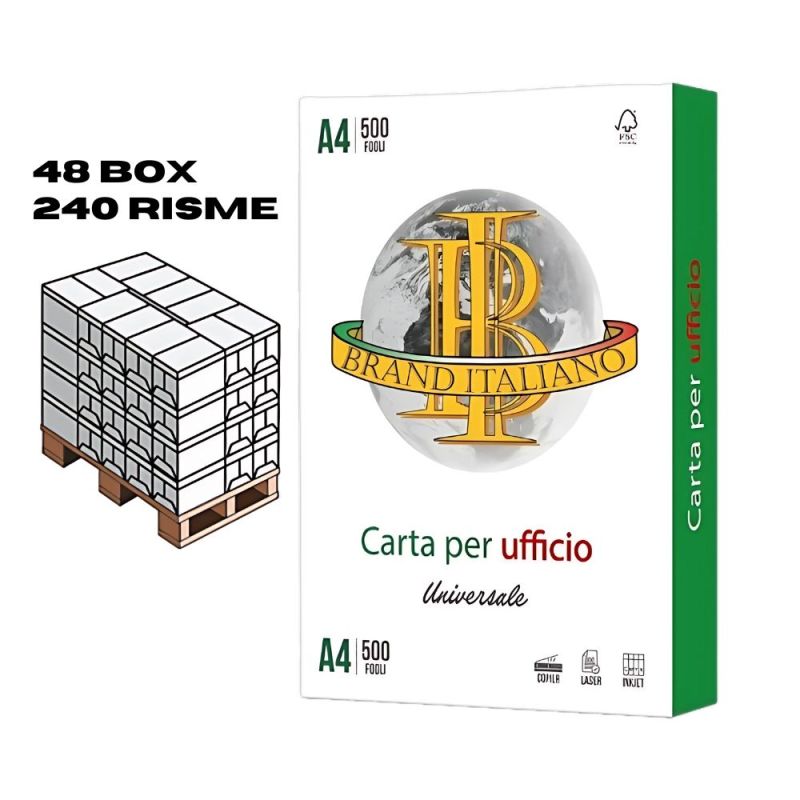 Bancale Carta A4 Brand Italiano 75gr - 120 risme per fotocopie e stampe professionali