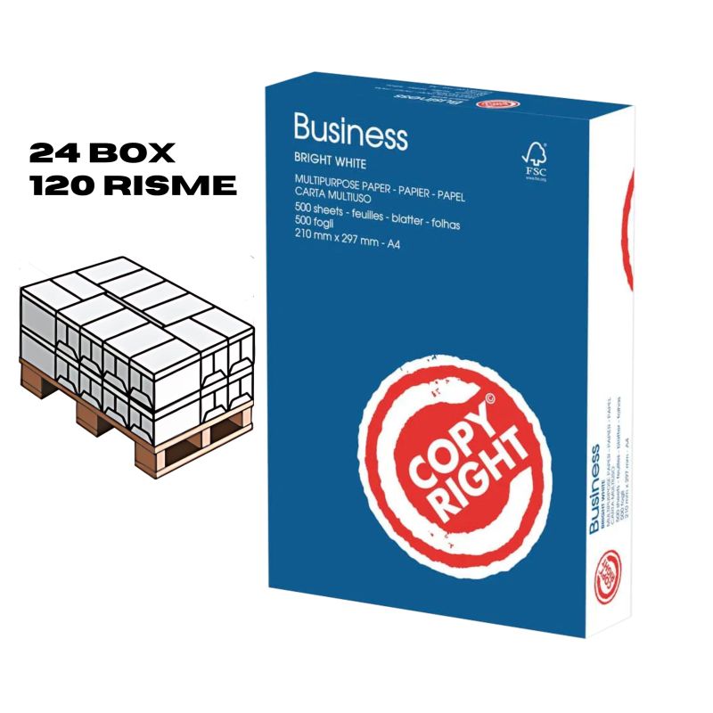 Bancale Carta A4 Copy Right Business 75gr - 120 risme per fotocopie e stampe professionali