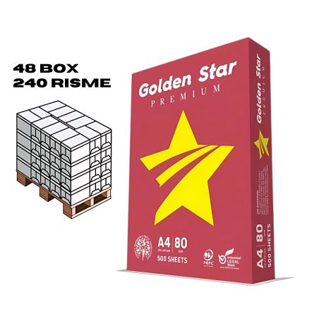 Bancale Carta A4 Golden Star 80gr - 240 risme per fotocopie e stampe professionali