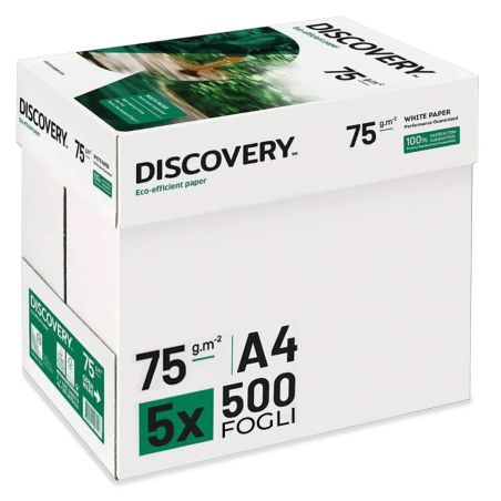 Carta A4 75 gr Discovery Navigator - Bancale 120 Risme Per Stampante, Ufficio, Fotocopie, Multiuso - Bianca