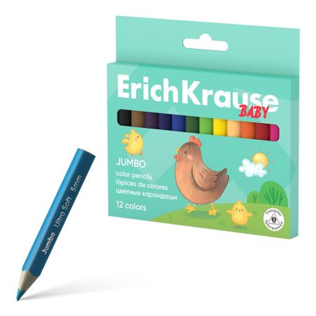 12 Matite Colorate Triangolari ErichKrause Baby Jumbo