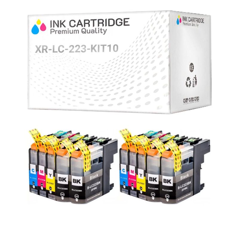 10 Cartucce Brother LC223  LC-223 Nero + Colore Compatibili KIT 10