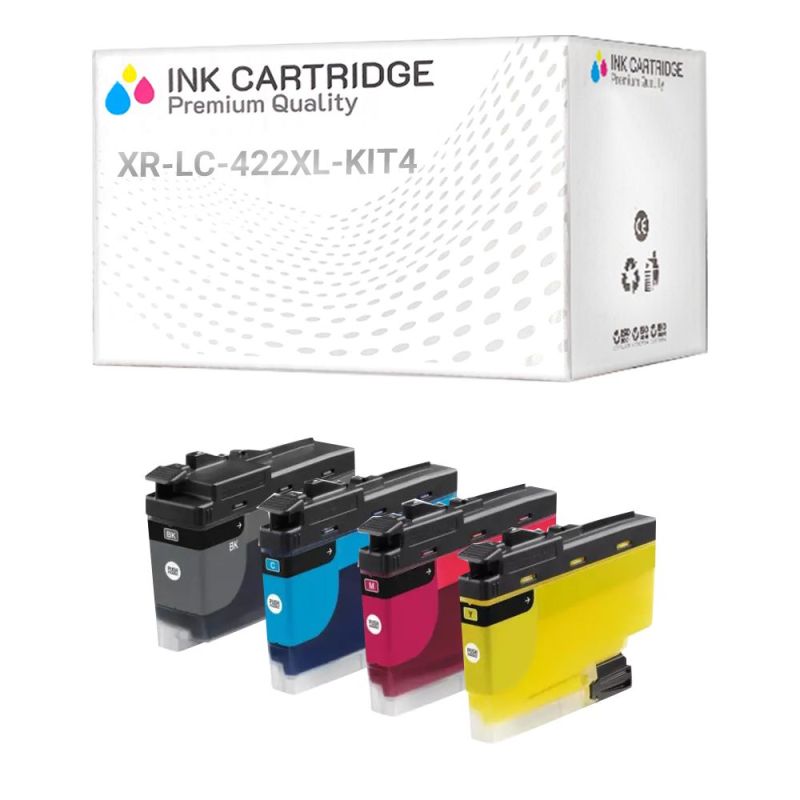 4 Cartucce Brother LC-422XL Nero + Colore Compatibile KIT 4