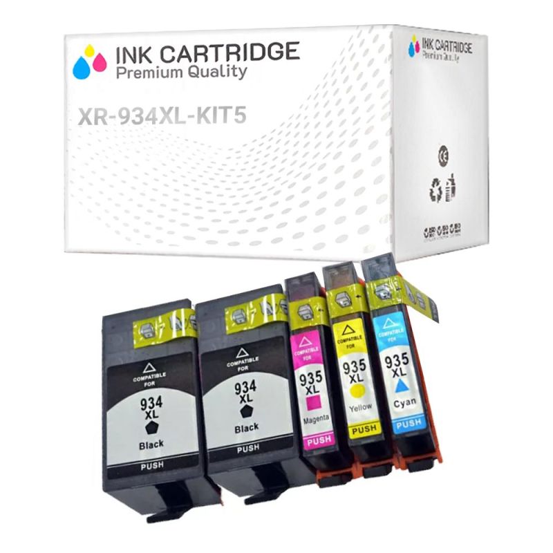 5 Cartucce HP 934-935XL Nero + Colore Compatibile KIT 5