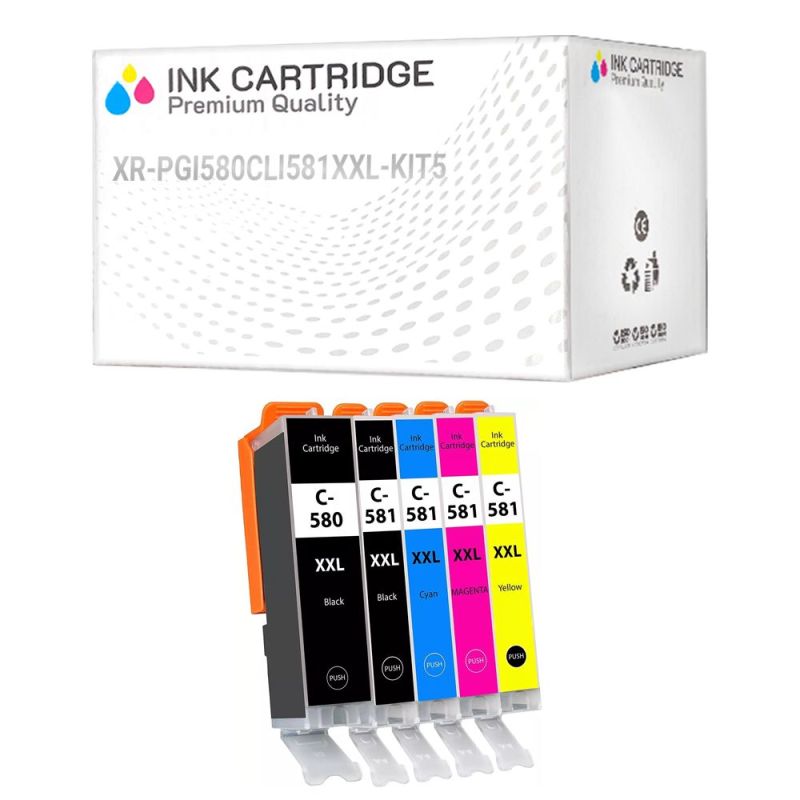 5 Cartucce Canon PGI-580 CLI-581 XXL Nero + Colori con CHIP Compatibili KIT 5