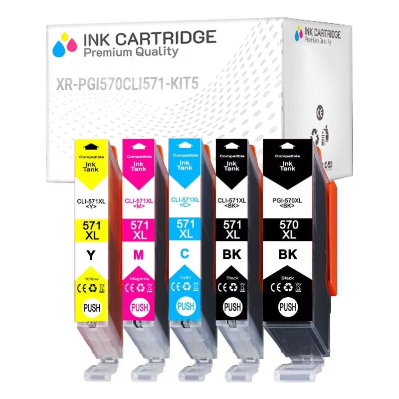 5 Cartucce Canon PGI-570 CLI-571 0372C004 Nero e Colore Compatibili KIT 5