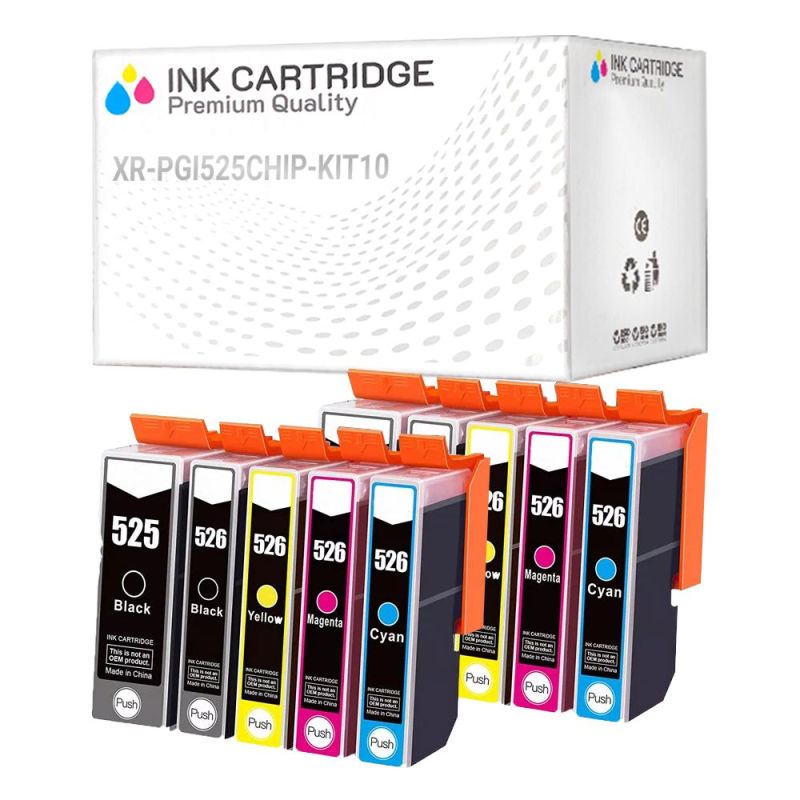 10 Cartucce Canon PGI-525 CLI-526 Nero + Colore Compatibili