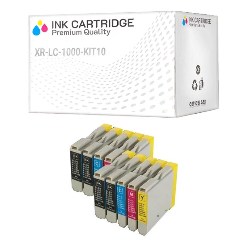 10 Cartucce Brother LC-1000 LC-970 Nero + Colore Compatibili KIT 10