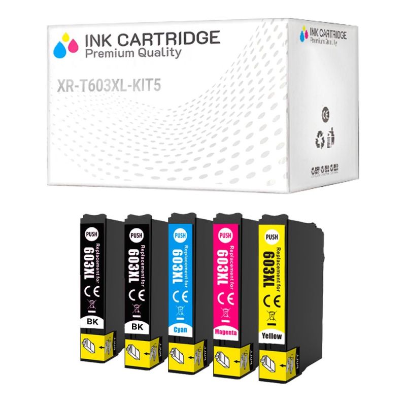 5 Cartucce Epson T603XL C13T03A64020 Nero + Colore Compatibili KIT 5